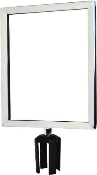 Tensator - 14-1/2" High x 14-1/2" Long x 11-1/2" Wide Barrier Sign Frame - Powder Coated Steel, Polished Chrome Finish, Polished Chrome, Use with Tensabarrier - Industrial Tool & Supply