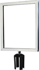 Tensator - 14-1/2" High x 14-1/2" Long x 11-1/2" Wide Barrier Sign Frame - Powder Coated Steel, Polished Chrome Finish, Polished Chrome, Use with Tensabarrier - Industrial Tool & Supply