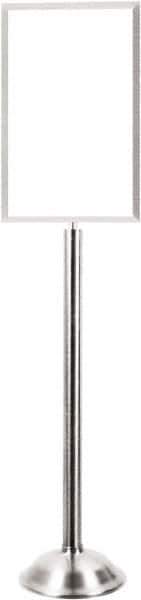 Tensator - 4-3/4' High, Satin Chrome Traffic Sign Holder - Steel, Compatible with 11" High x 14-1/4" Wide Signs, Silver - Industrial Tool & Supply