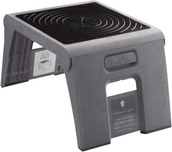 Cramer - 11" High, Slate Folding Step Stool - High Density Plastic, 250 Lb Capacity, Type I Industry Rating - Industrial Tool & Supply