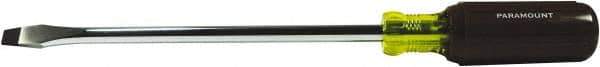 Paramount - 3/8" Blade Width, 12" OAL Standard Slotted Screwdriver - 8" Blade Length, Round Shank, Acetate with Rubber Grip Handle - Industrial Tool & Supply