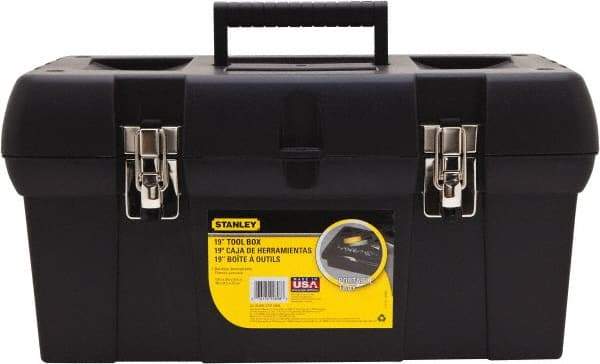 Stanley - Tool Box - 19-19/64" Wide x 9-5/8" Deep x 9-27/32" High, Plastic, Black - Industrial Tool & Supply