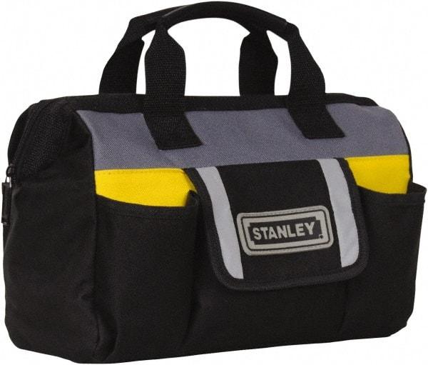Stanley - Black & Yellow Polyester Tool Bag - 12" Wide x 5" Deep x 10" High - Industrial Tool & Supply