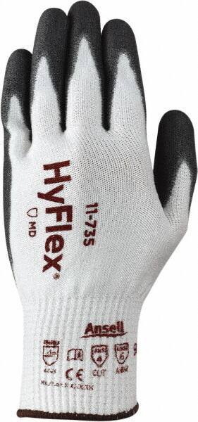 Ansell - Size XL (10), ANSI Cut Lvl 4, Abrasion Lvl 6, Polyurethane Coated Cut Resistant Gloves - 10.25" Long, Palm & Fingertips Coated, Intercept Technology Yarn Lining, Knit Wrist, White/Gray, Paired - Industrial Tool & Supply