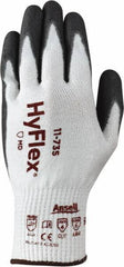 Ansell - Size XL (10), ANSI Cut Lvl 4, Abrasion Lvl 6, Polyurethane Coated Cut Resistant Gloves - 10.25" Long, Palm & Fingertips Coated, Intercept Technology Yarn Lining, Knit Wrist, White/Gray, Paired - Industrial Tool & Supply