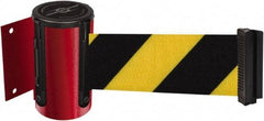 Tensator - 4-1/2" High x 7.5' Long x 2" Wide Wall Mount Barrier - Steel, Red Powdercoat Finish, Red, Use with 898 Wall Receiver - Industrial Tool & Supply