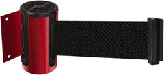 Tensator - 4-1/2" High x 7.5' Long x 2" Wide Wall Mount Barrier - Steel, Red Powdercoat Finish, Red, Use with 898 Wall Receiver - Industrial Tool & Supply