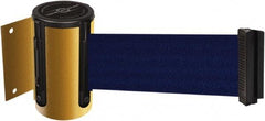 Tensator - 4-1/2" High x 7.5' Long x 2" Wide Wall Mount Barrier - Steel, Yellow Powdercoat Finish, Yellow, Use with 898 Wall Receiver - Industrial Tool & Supply