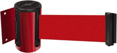 Tensator - 4-1/2" High x 7.5' Long x 2" Wide Wall Mount Barrier - Steel, Red Powdercoat Finish, Red, Use with 898 Wall Receiver - Industrial Tool & Supply