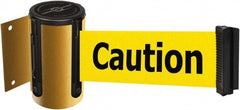Tensator - 4-1/2" High x 13' Long x 2" Wide Wall Mount Barrier - Steel, Yellow Powdercoat Finish, Yellow, Use with 898 Wall Receiver - Industrial Tool & Supply