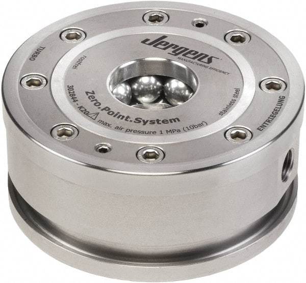 Jergens - ZPS Pneumatic CNC Quick Change Clamping Module - 1 Module Center, M40 Top Mount, 105 kN Retention Force, 8 bar (116 Lb/Sq In) Unlocking Pressure, 0.005mm Repeatability - Industrial Tool & Supply