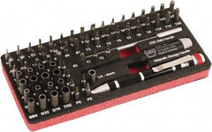 Wiha - 68 Piece, 4mm Drive Screwdriver Micro Bit Set - #000 to #2 Phillips, T1 to T20 Torx, 0.8, 1.2, 1.5, 1.8, 2, 2.5, 3, 3.5 & 4mm Slotted - Industrial Tool & Supply