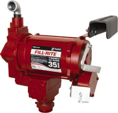 Tuthill - 35 GPM, 1" Hose Diam, Gasoline, Kerosene & Diesel Fuel AC High Flow Tank Pump with Auto Nozzle - Cast Iron Pump, 1-1/4" Inlet, 1" Outlet, 115/230 Volts, 3/4 hp - Industrial Tool & Supply