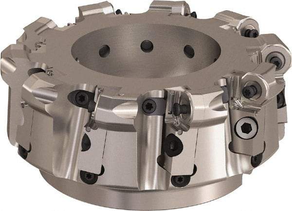 Seco - 160mm Cut Diam, 6mm Max Depth, 1.5748" Arbor Hole, 10 Inserts, ONMU09 Insert Style, Indexable Copy Face Mill - L220.48 Cutter Style, 3.1496 High, Series Doubleoctomill - Industrial Tool & Supply