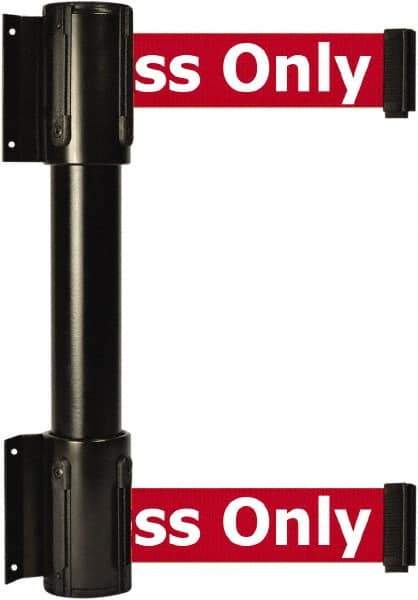 Tensator - 16.64" High x 156" Long x 3" Wide Barrier Dual Line Wall Mount - Steel, Black Powdercoat Finish, Black, Use with 898 Wall Receiver - Industrial Tool & Supply