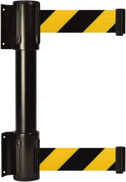 Tensator - 16.64" High x 89" Long x 3" Wide Barrier Dual Line Wall Mount - Steel, Black Powdercoat Finish, Black, Use with 898 Wall Receiver - Industrial Tool & Supply