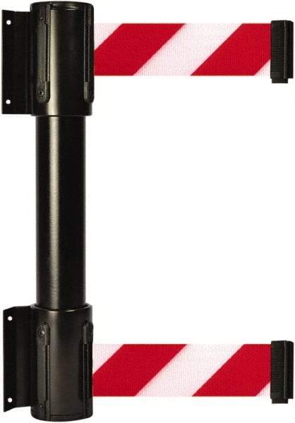 Tensator - 16.64" High x 156" Long x 3" Wide Barrier Dual Line Wall Mount - Steel, Black Powdercoat Finish, Black, Use with 898 Wall Receiver - Industrial Tool & Supply