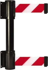 Tensator - 16.64" High x 89" Long x 3" Wide Barrier Dual Line Wall Mount - Steel, Black Powdercoat Finish, Black, Use with 898 Wall Receiver - Industrial Tool & Supply