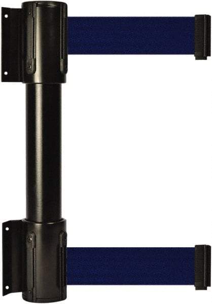 Tensator - 16.64" High x 89" Long x 3" Wide Barrier Dual Line Wall Mount - Steel, Black Powdercoat Finish, Black, Use with 898 Wall Receiver - Industrial Tool & Supply