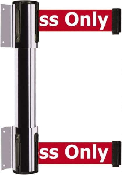 Tensator - 16.64" High x 89" Long x 3" Wide Barrier Dual Line Wall Mount - Steel, Polished Chrome Finish, Polished Chrome, Use with 898 Wall Receiver - Industrial Tool & Supply