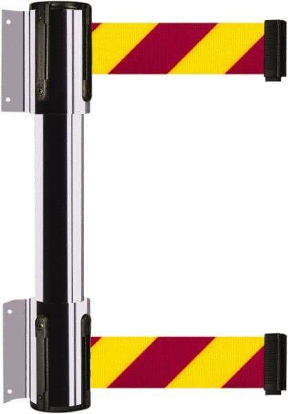Tensator - 16.64" High x 89" Long x 3" Wide Barrier Dual Line Wall Mount - Steel, Polished Chrome Finish, Polished Chrome, Use with 898 Wall Receiver - Industrial Tool & Supply