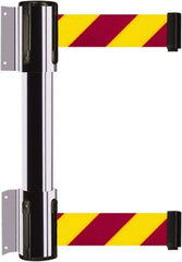 Tensator - 16.64" High x 89" Long x 3" Wide Barrier Dual Line Wall Mount - Steel, Polished Chrome Finish, Polished Chrome, Use with 898 Wall Receiver - Industrial Tool & Supply