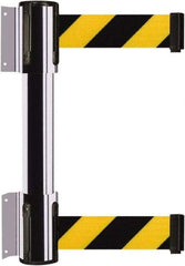 Tensator - 16.64" High x 89" Long x 3" Wide Barrier Dual Line Wall Mount - Steel, Polished Chrome Finish, Polished Chrome, Use with 898 Wall Receiver - Industrial Tool & Supply