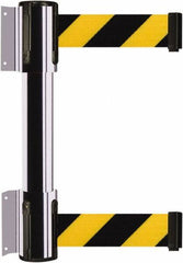 Tensator - 16.64" High x 156" Long x 3" Wide Barrier Dual Line Wall Mount - Steel, Polished Chrome Finish, Polished Chrome, Use with 898 Wall Receiver - Industrial Tool & Supply