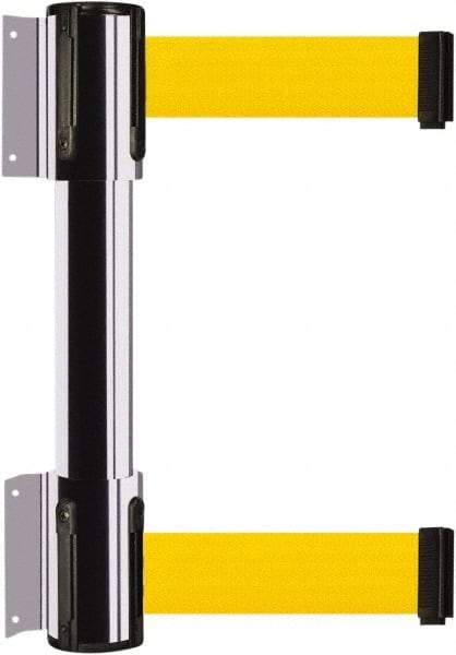 Tensator - 16.64" High x 89" Long x 3" Wide Barrier Dual Line Wall Mount - Steel, Polished Chrome Finish, Polished Chrome, Use with 898 Wall Receiver - Industrial Tool & Supply