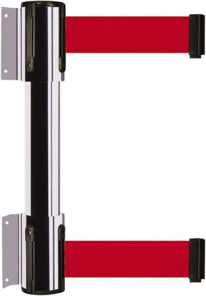 Tensator - 16.64" High x 89" Long x 3" Wide Barrier Dual Line Wall Mount - Steel, Polished Chrome Finish, Polished Chrome, Use with 898 Wall Receiver - Industrial Tool & Supply