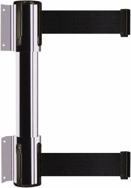 Tensator - 16.64" High x 89" Long x 3" Wide Barrier Dual Line Wall Mount - Steel, Polished Chrome Finish, Polished Chrome, Use with 898 Wall Receiver - Industrial Tool & Supply