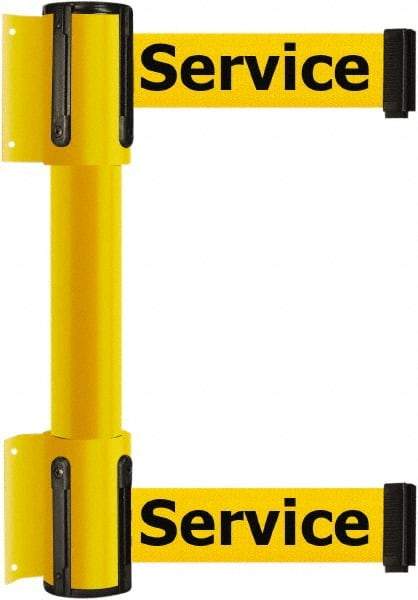 Tensator - 16.64" High x 89" Long x 3" Wide Barrier Dual Line Wall Mount - Steel, Yellow Powdercoat Finish, Yellow, Use with 898 Wall Receiver - Industrial Tool & Supply