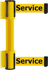 Tensator - 16.64" High x 156" Long x 3" Wide Barrier Dual Line Wall Mount - Steel, Yellow Powdercoat Finish, Yellow, Use with 898 Wall Receiver - Industrial Tool & Supply