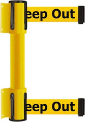 Tensator - 16.64" High x 89" Long x 3" Wide Barrier Dual Line Wall Mount - Steel, Yellow Powdercoat Finish, Yellow, Use with 898 Wall Receiver - Industrial Tool & Supply