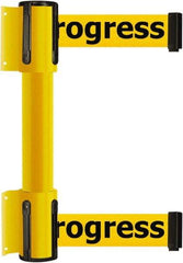 Tensator - 16.64" High x 156" Long x 3" Wide Barrier Dual Line Wall Mount - Steel, Yellow Powdercoat Finish, Yellow, Use with 898 Wall Receiver - Industrial Tool & Supply