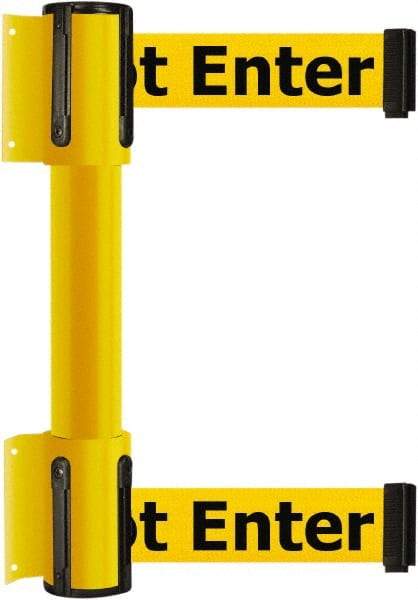 Tensator - 16.64" High x 156" Long x 3" Wide Barrier Dual Line Wall Mount - Steel, Yellow Powdercoat Finish, Yellow, Use with 898 Wall Receiver - Industrial Tool & Supply