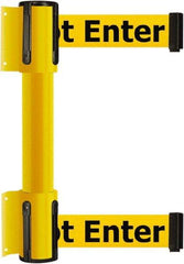 Tensator - 16.64" High x 156" Long x 3" Wide Barrier Dual Line Wall Mount - Steel, Yellow Powdercoat Finish, Yellow, Use with 898 Wall Receiver - Industrial Tool & Supply