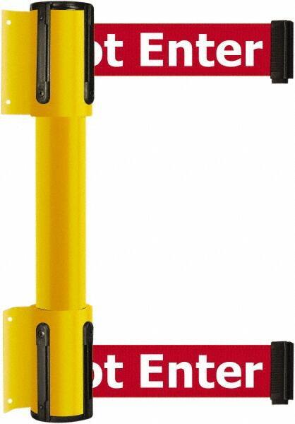 Tensator - 16.64" High x 156" Long x 3" Wide Barrier Dual Line Wall Mount - Steel, Yellow Powdercoat Finish, Yellow, Use with 898 Wall Receiver - Industrial Tool & Supply