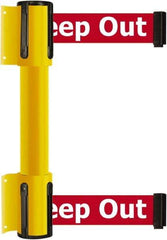 Tensator - 16.64" High x 156" Long x 3" Wide Barrier Dual Line Wall Mount - Steel, Yellow Powdercoat Finish, Yellow, Use with 898 Wall Receiver - Industrial Tool & Supply