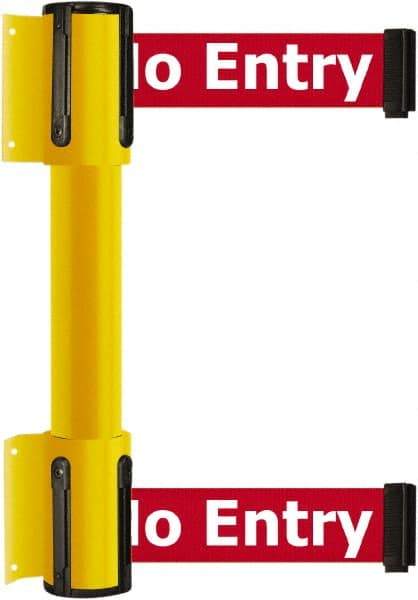 Tensator - 16.64" High x 89" Long x 3" Wide Barrier Dual Line Wall Mount - Steel, Yellow Powdercoat Finish, Yellow, Use with 898 Wall Receiver - Industrial Tool & Supply