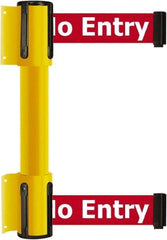 Tensator - 16.64" High x 156" Long x 3" Wide Barrier Dual Line Wall Mount - Steel, Yellow Powdercoat Finish, Yellow, Use with 898 Wall Receiver - Industrial Tool & Supply