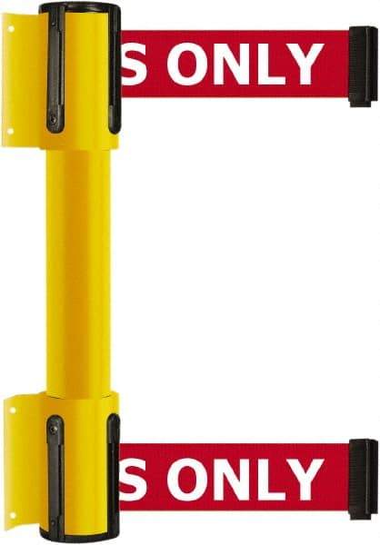 Tensator - 16.64" High x 156" Long x 3" Wide Barrier Dual Line Wall Mount - Steel, Yellow Powdercoat Finish, Yellow, Use with 898 Wall Receiver - Industrial Tool & Supply
