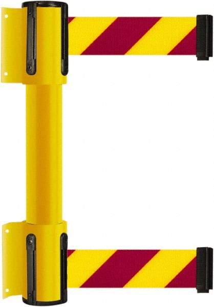 Tensator - 16.64" High x 156" Long x 3" Wide Barrier Dual Line Wall Mount - Steel, Yellow Powdercoat Finish, Yellow, Use with 898 Wall Receiver - Industrial Tool & Supply