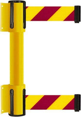 Tensator - 16.64" High x 89" Long x 3" Wide Barrier Dual Line Wall Mount - Steel, Yellow Powdercoat Finish, Yellow, Use with 898 Wall Receiver - Industrial Tool & Supply
