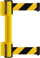 Tensator - 16.64" High x 156" Long x 3" Wide Barrier Dual Line Wall Mount - Steel, Yellow Powdercoat Finish, Yellow, Use with 898 Wall Receiver - Industrial Tool & Supply