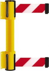 Tensator - 16.64" High x 89" Long x 3" Wide Barrier Dual Line Wall Mount - Steel, Yellow Powdercoat Finish, Yellow, Use with 898 Wall Receiver - Industrial Tool & Supply
