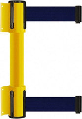 Tensator - 16.64" High x 156" Long x 3" Wide Barrier Dual Line Wall Mount - Steel, Yellow Powdercoat Finish, Yellow, Use with 898 Wall Receiver - Industrial Tool & Supply