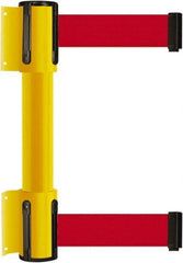Tensator - 16.64" High x 89" Long x 3" Wide Barrier Dual Line Wall Mount - Steel, Yellow Powdercoat Finish, Yellow, Use with 898 Wall Receiver - Industrial Tool & Supply