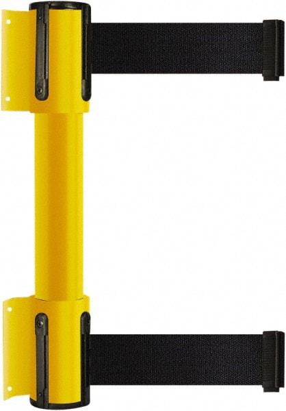 Tensator - 16.64" High x 89" Long x 3" Wide Barrier Dual Line Wall Mount - Steel, Yellow Powdercoat Finish, Yellow, Use with 898 Wall Receiver - Industrial Tool & Supply