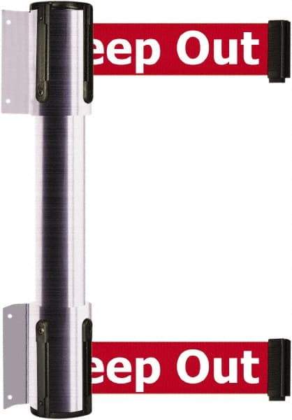 Tensator - 16.64" High x 89" Long x 3" Wide Barrier Dual Line Wall Mount - Steel, Satin Chrome Finish, Satin Chrome, Use with 898 Wall Receiver - Industrial Tool & Supply
